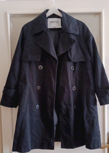 İPEKYOL Siyah Kadın Keten Midi Trençkot 38 beden - Görsel 2