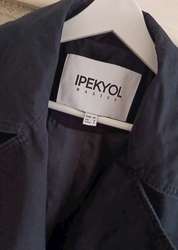 İPEKYOL Siyah Kadın Keten Midi Trençkot 38 beden - Görsel 3