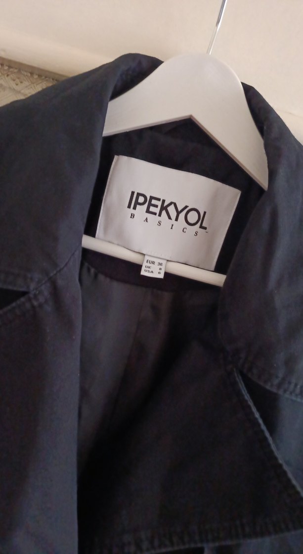 İPEKYOL Siyah Kadın Keten Midi Trençkot 38 beden - Görsel 3