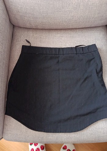 Zara çizgili Siyah Midi Etek Fermuarlı 38 beden - Görsel 3