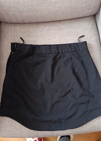 Zara çizgili Siyah Midi Etek Fermuarlı 38 beden - Görsel 4