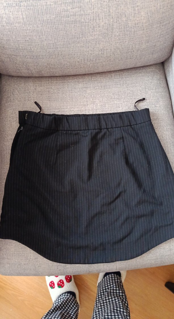 Zara çizgili Siyah Midi Etek Fermuarlı 38 beden - Görsel 4