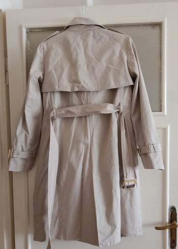 MANGO 38 beden Bej Midi Keten Trençkot Düğmeli - Görsel 6
