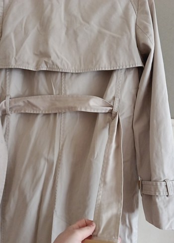 MANGO 38 beden Bej Midi Keten Trençkot Düğmeli - Görsel 7