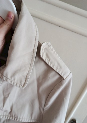 MANGO 38 beden Bej Midi Keten Trençkot Düğmeli - Görsel 5