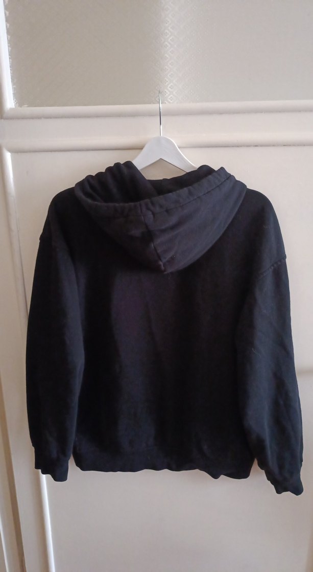 H&M Siyah Kapüşonlu Fermuarlı Kadın Sweatshirt - Görsel 3