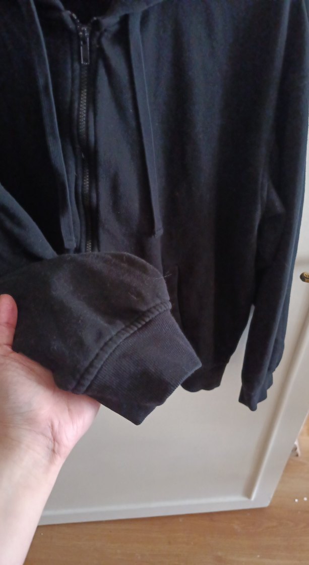 H&M Siyah Kapüşonlu Fermuarlı Kadın Sweatshirt - Görsel 4