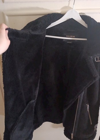 PULL&BEAR Siyah Kadın Süet Kürklü Biker Ceket - Görsel 11