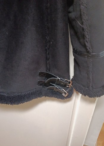 PULL&BEAR Siyah Kadın Süet Kürklü Biker Ceket - Görsel 6