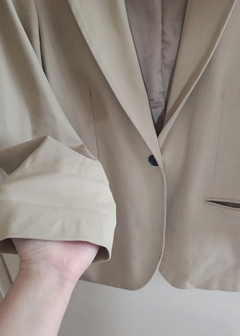 PULL & BEAR Bej Düğmeli Kadın Blazer Ceket - Görsel 2