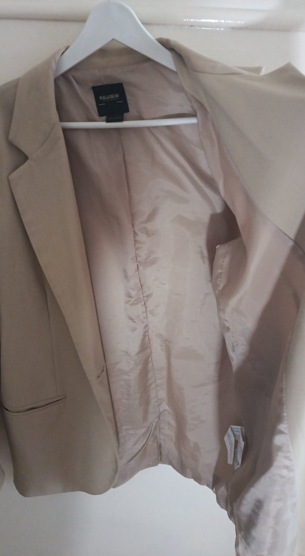 PULL & BEAR Bej Düğmeli Kadın Blazer Ceket - Görsel 5