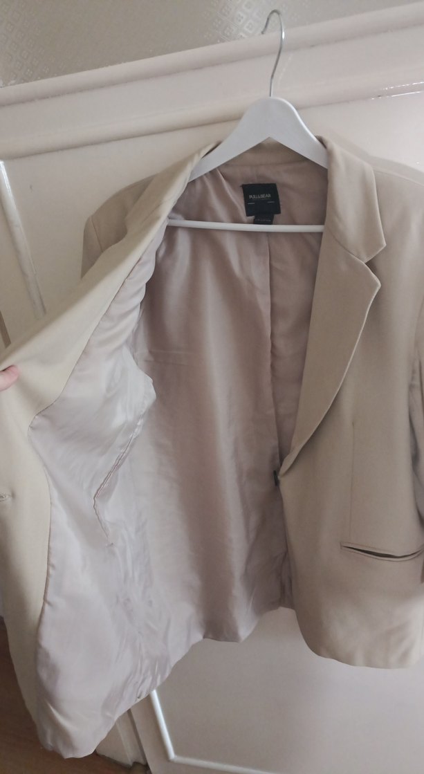 PULL & BEAR Bej Düğmeli Kadın Blazer Ceket - Görsel 4