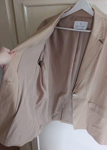 STRADİVARİUS Bej Düğmeli Kadın Blazer Ceket - Görsel 7