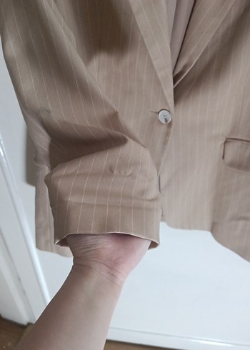 STRADİVARİUS Bej Düğmeli Kadın Blazer Ceket - Görsel 5