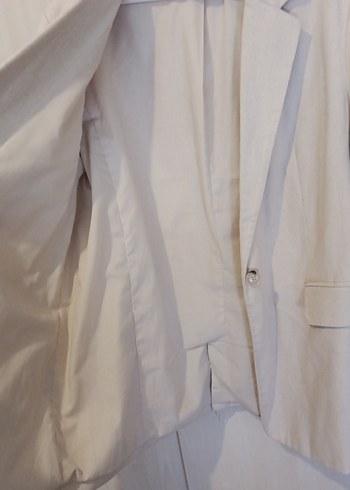 STRADİVARİUS Bej Kadın Keten Midi Blazer - Görsel 5