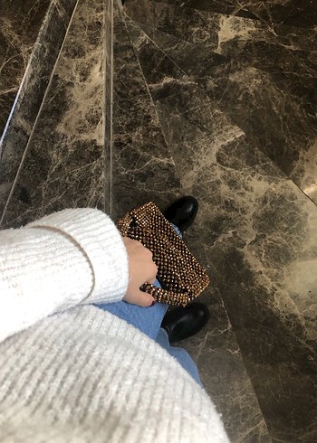 Boncuk İşlemeli Kahverengi Örgü Kadın Çanta - Görsel 7