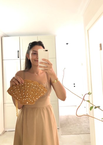 İncili saten astarlı midye çanta - Görsel 5