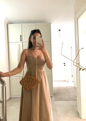 İncili saten astarlı midye çanta - Görsel 2