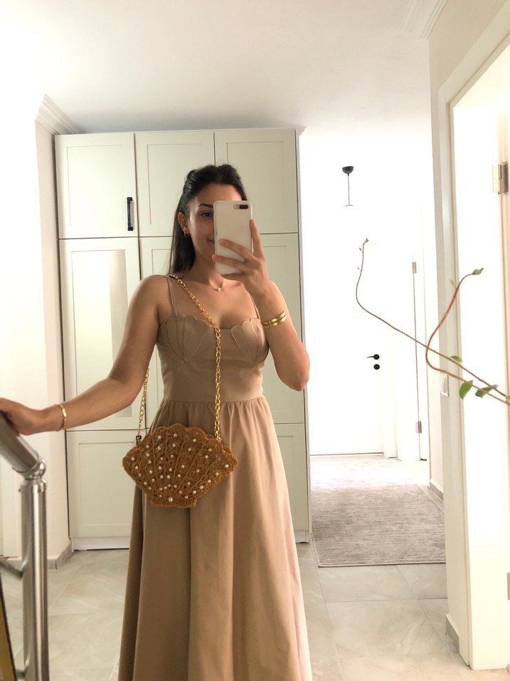 İncili saten astarlı midye çanta - Görsel 2