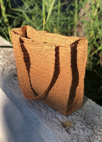 Bohem Tarz Örgü Kahverengi Kadın Çanta - Görsel 4