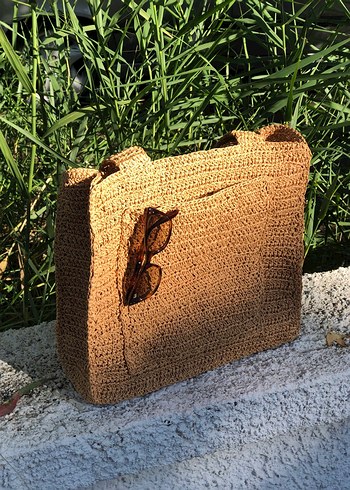 Bohem Tarz Örgü Kahverengi Kadın Çanta - Görsel 2