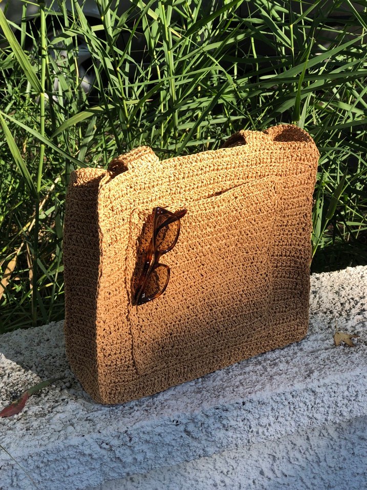 Bohem Tarz Örgü Kahverengi Kadın Çanta - Görsel 2