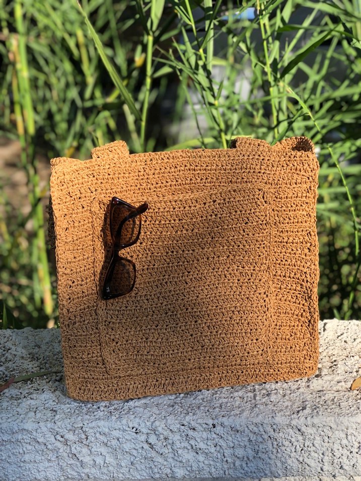 Bohem Tarz Örgü Kahverengi Kadın Çanta - Görsel 3