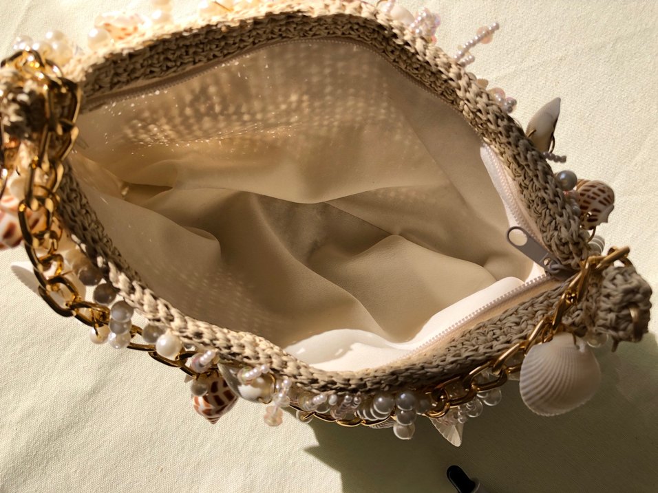 Boncuk İşlemeli Beyaz Bohem Kadın Çanta - Görsel 5