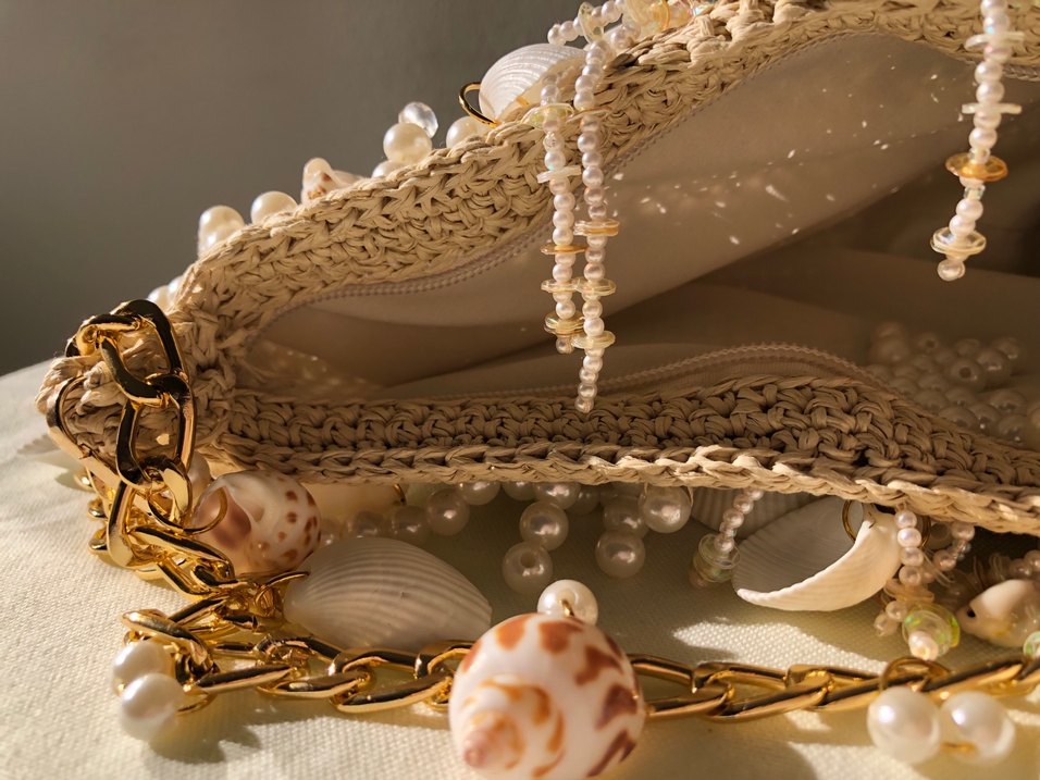 Boncuk İşlemeli Beyaz Bohem Kadın Çanta - Görsel 4