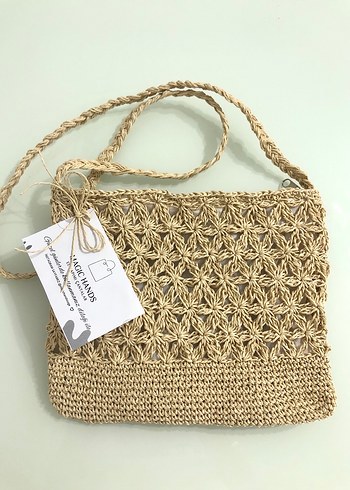 Bohem Tarz Örgü Hasır Çanta - Görsel 4