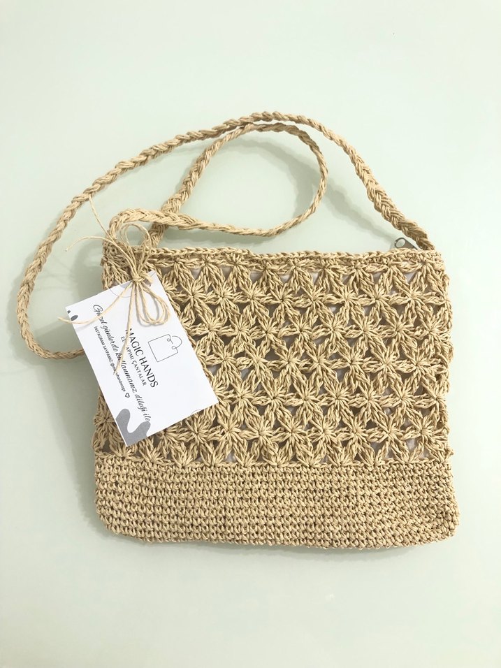 Bohem Tarz Örgü Hasır Çanta - Görsel 3