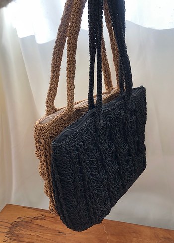 Dantel Detaylı Bej Örgü Kadın Çanta - Görsel 2