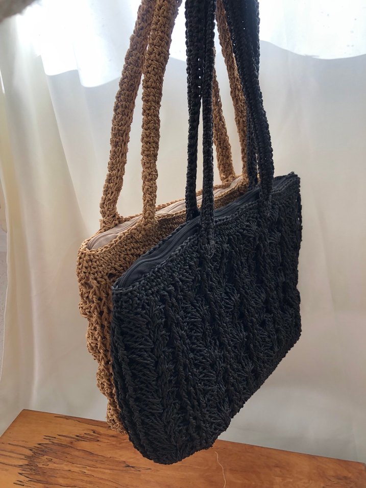 Dantel Detaylı Bej Örgü Kadın Çanta - Görsel 2