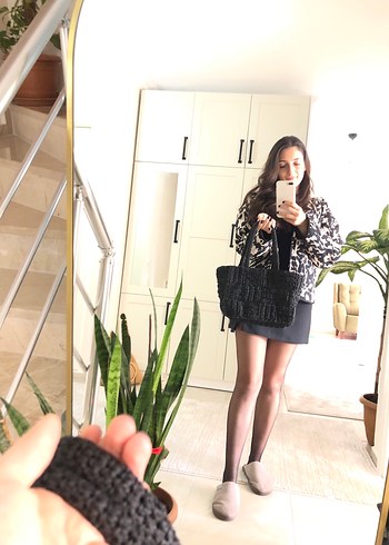 Siyah örgü çanta - Görsel 2