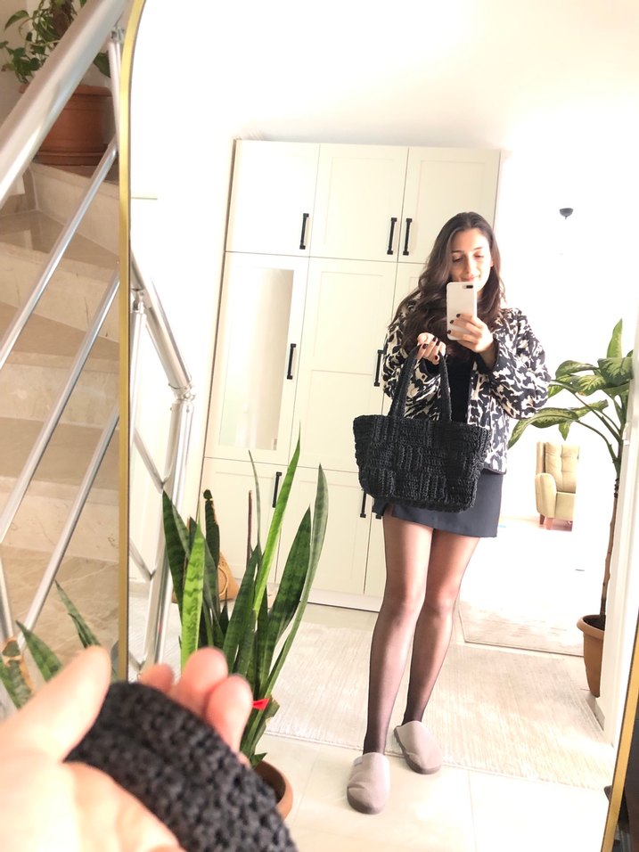 Siyah örgü çanta - Görsel 2