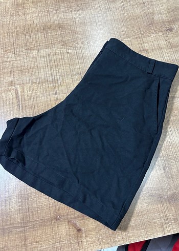 Siyah Yüksek Bel Keten Mini Şort - Görsel 2