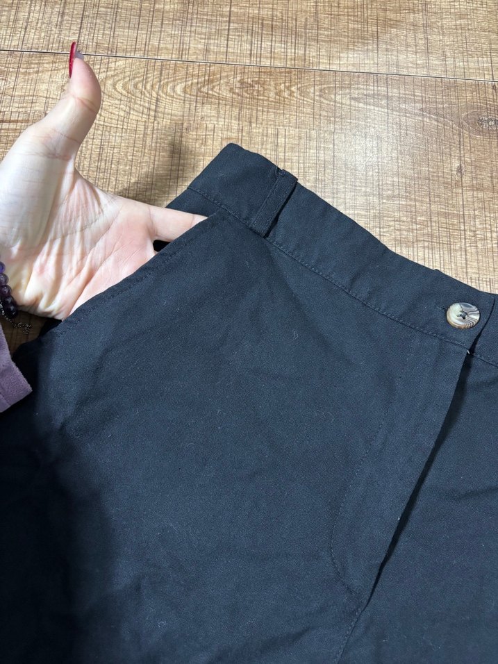 Siyah Yüksek Bel Keten Mini Şort - Görsel 3