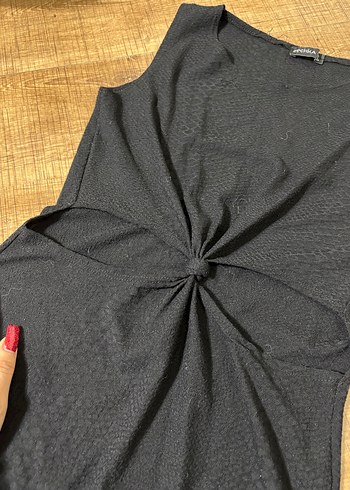 Siyah Kadın Kolsuz Mini Elbise - Görsel 2