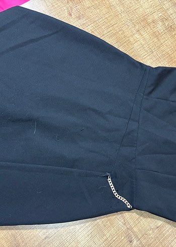 Zincir Detaylı siyah Kadın Kumaş elbise - Görsel 2