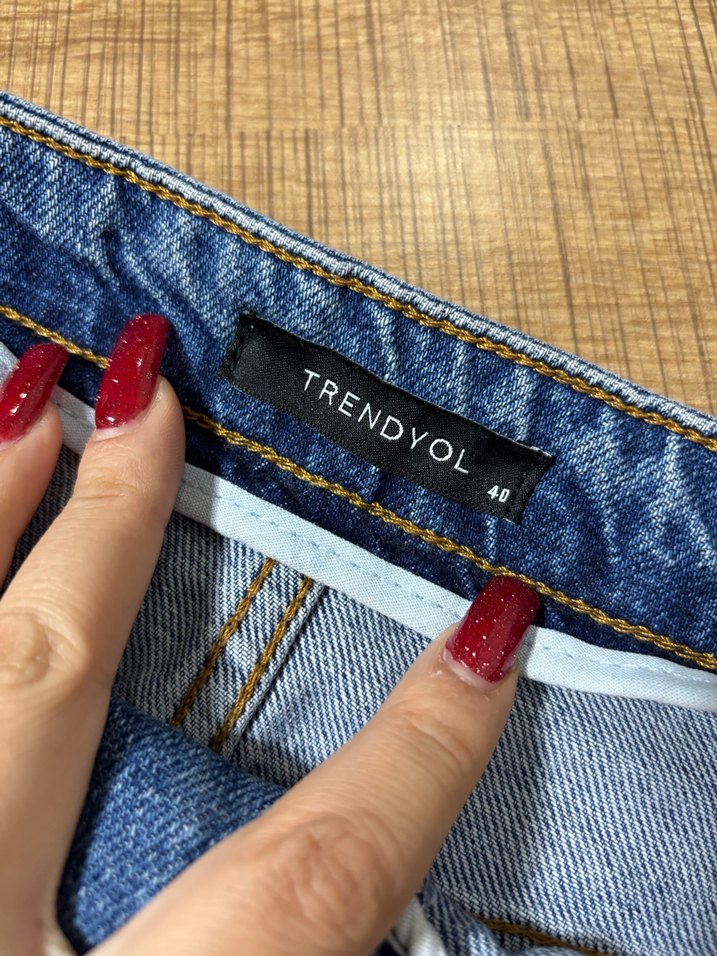 Fermuarlı Lacivert Denim Mini Etek - Görsel 2