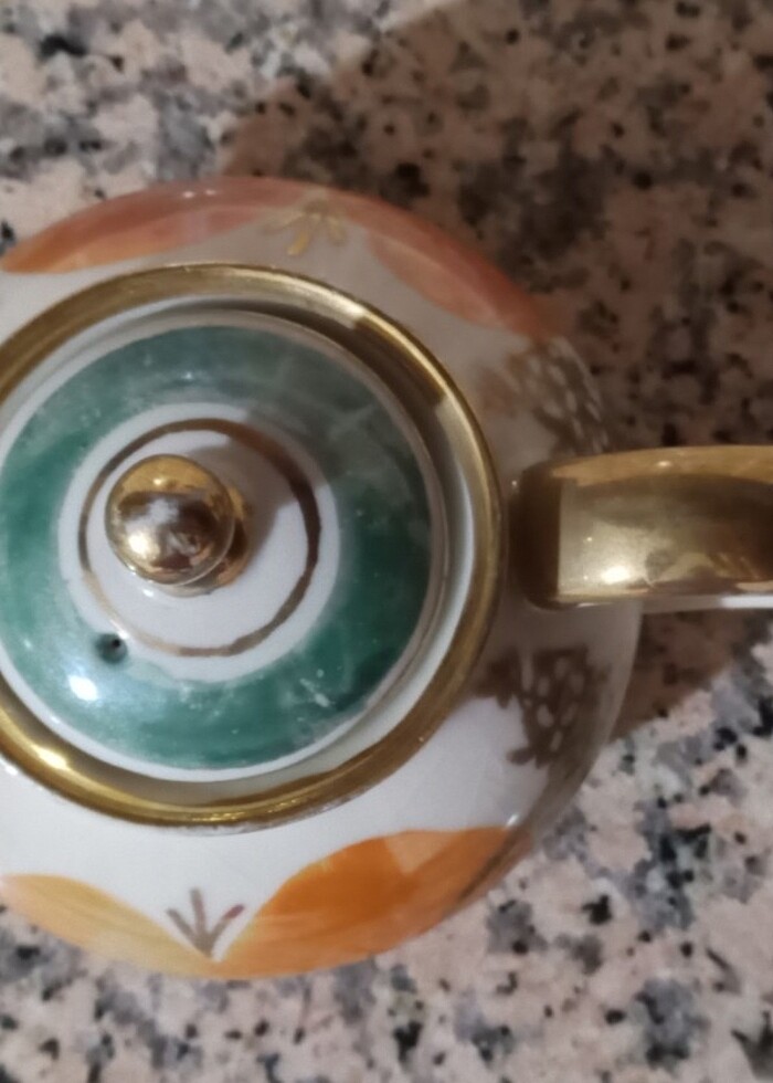 İstanbul porselen yaldızlı çaydanlık  - Görsel 3