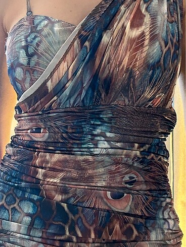 mini cok desenli elbise - Görsel 7