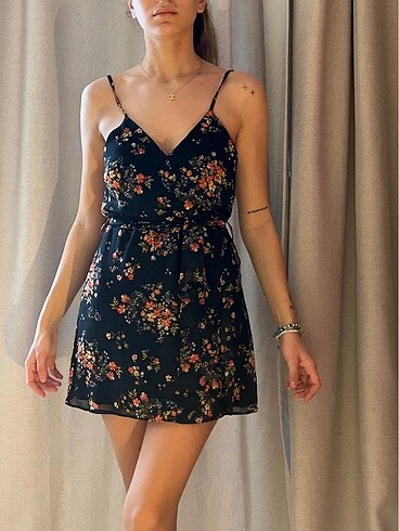 mini ince askili elbise - Görsel 2