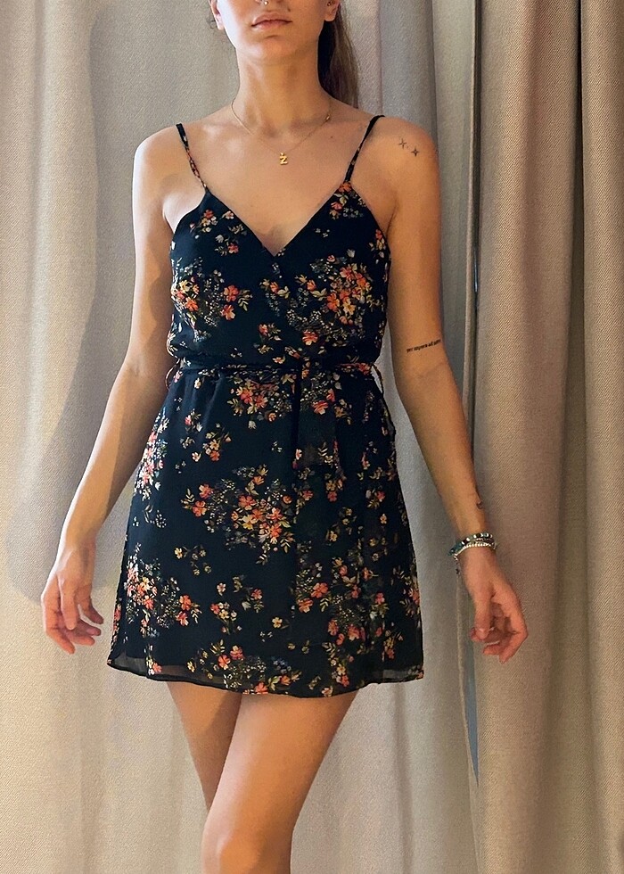 mini ince askili elbise - Görsel 2