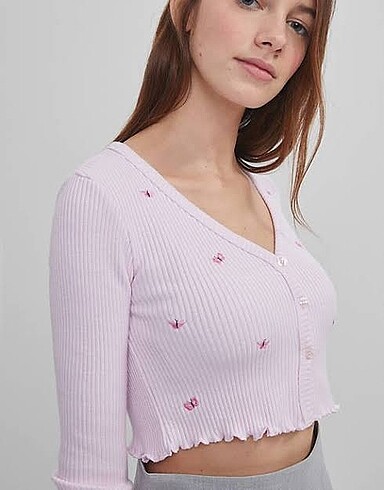 xs Beden pembe Renk Bershka kelebek hırka