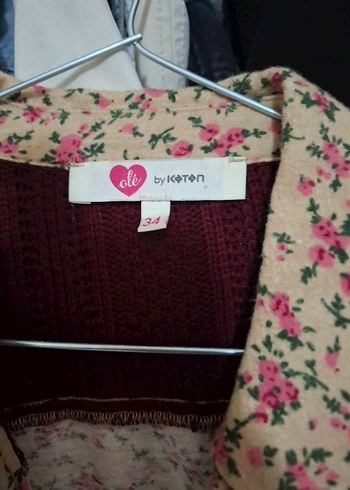 Bordo Desenli Bohem Kadın Triko Gömlek - Görsel 2