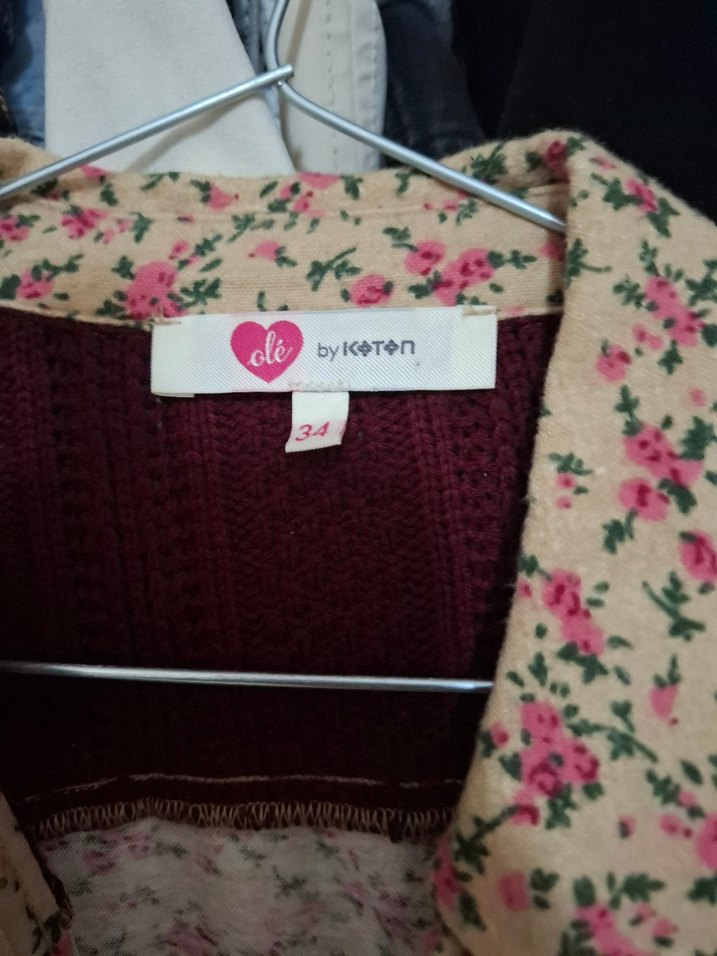 Bordo Desenli Bohem Kadın Triko Gömlek - Görsel 2