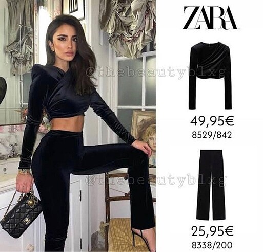 Zara Zara Yırtmaç - Kadife İspanyol Paça Pantolon