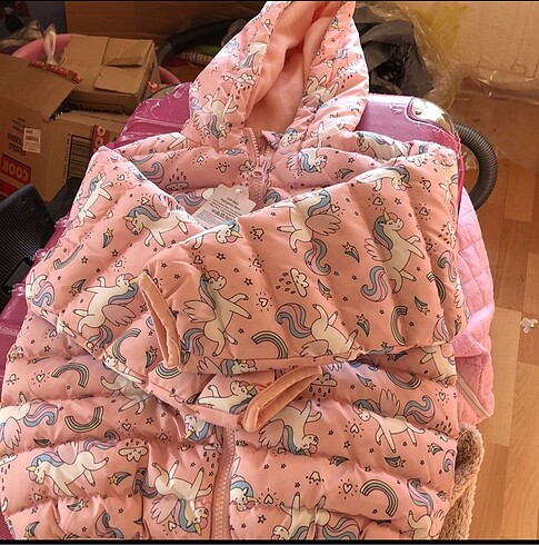 4 Yaş Beden pembe Renk Dofi marka 3 yaş kız çocuk mont sıfır ürün
