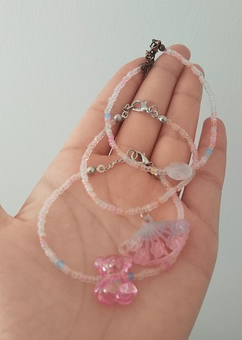 Pembe Boncuklu bohem tarzı bileklik